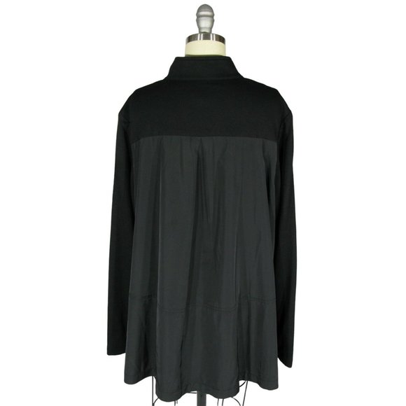 LOGO LOUNGE Lori Goldstein Sz L Black Mixed Knit Woven Material Full Zip Jacket - Picture 4 of 5